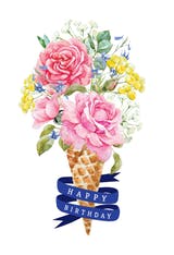 Flowered Ice Cream - Birthday Card